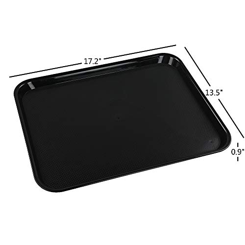 Ramddy Reusable Serving Trays, Plastic Fast Food Eating Trays, Set of 4, Black