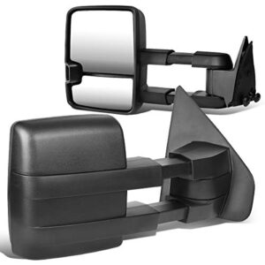 pair black manual adjustment telescoping rear view side tow towing mirror compatible with ford f-150 04-14