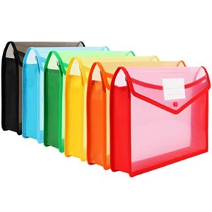 abc life plastic file folder poly envelopes expanding file wallet document folder with snap closure, 6 pack a4/letter size waterproof accordion file pouch for office organization (assorted color)