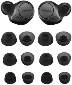 alxcd ear tips compatible with jabra elite 75t headphone, 6 pairs replacement silicone tips, compatible with jabra elite 75t/ 65t/ active/ 7 pro/ elite 3/ elite 4 s/m/l