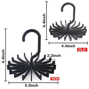 BigOtters 4 Pack Updated Twirl Tie Rack, 5.3 Inches Large Size Rotating Belt Scarf Hanger Holder Hook for Closet Storage (Black)