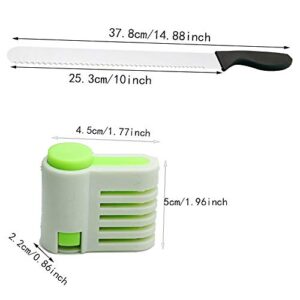 Bread Knife,Bread Slicer,10-Inch serrated knife, High Carbon Stainless Steel Cake Knife, Serrated Bread Cutter with two green splitters