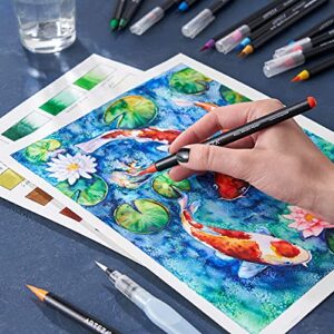 ARTEZA Real Brush Creative Bundle includes: Real Brush Pens, Watercolor Pads and Water Brush Pens, Drawing Art Supplies for Artist, Hobby Painters & Beginners