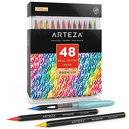 ARTEZA Real Brush Creative Bundle includes: Real Brush Pens, Watercolor Pads and Water Brush Pens, Drawing Art Supplies for Artist, Hobby Painters & Beginners