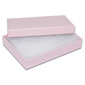 TheDisplayGuys 25-Pack #53 Cotton Filled Cardboard Paper Jewelry Box Gift Case - Pink (5 7/16" x 3 15/16" x 1")