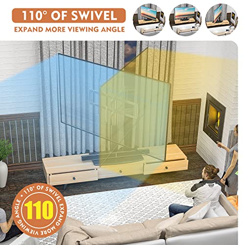 Universal Swivel TV Stand/Base Table Top TV Stand 40 to 86 inch TVs 110 Degree Swivel, 5 Level Height Adjustable, Heavy Duty Tempered Glass Base, Holds up to 132lbs Screens, HT04B-003