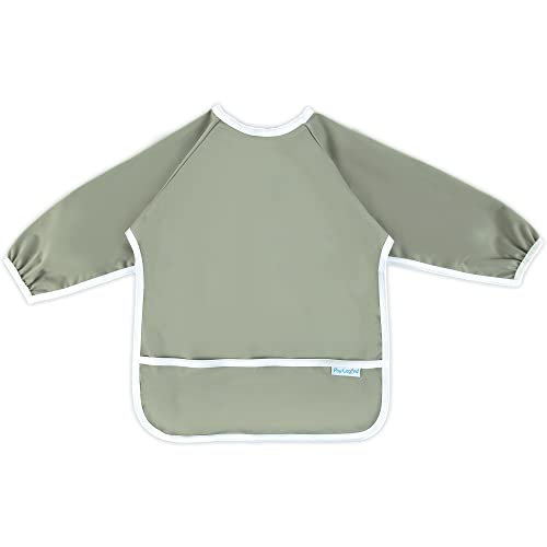 Paw Legend Long Sleeved Baby Bib - Waterproof Bib for Babies - Toddler bib (6-24 Months) with Pocket, Grey