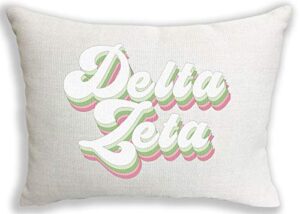 sorority shop delta zeta pillow – retro design, 12" x 16" lumbar pillow sorority