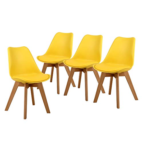 NOBPEINT Mid Century Dining Chairs,Set of 4(Yellow)