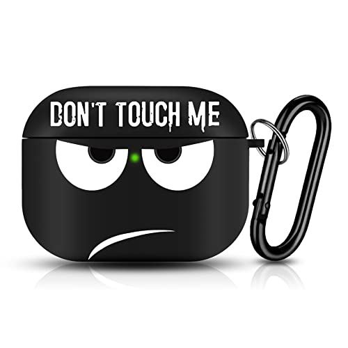 EZICOK Compatible with AirPods Pro Case Don't Touch Me Black Cool Cover with Keychain Big Eyes Cute Cartoon Shockproof Airpod Cases Accessories Smooth Soft Protective Skin for Apple Airpods Pro