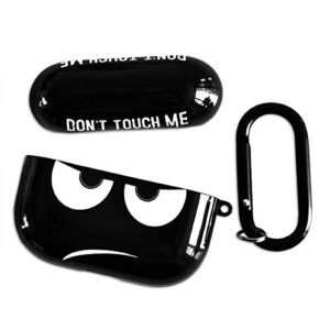 EZICOK Compatible with AirPods Pro Case Don't Touch Me Black Cool Cover with Keychain Big Eyes Cute Cartoon Shockproof Airpod Cases Accessories Smooth Soft Protective Skin for Apple Airpods Pro