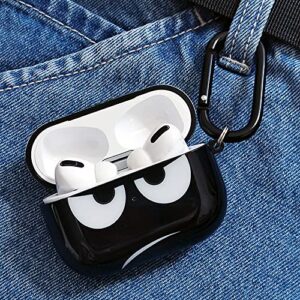 EZICOK Compatible with AirPods Pro Case Don't Touch Me Black Cool Cover with Keychain Big Eyes Cute Cartoon Shockproof Airpod Cases Accessories Smooth Soft Protective Skin for Apple Airpods Pro