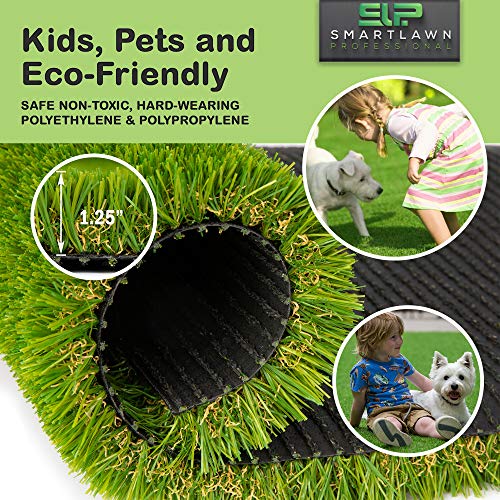 SMARTLAWN PROFESSIONAL Realistic Artificial Grass Rug, 5'X11' Carpets for Indoor and Outdoor Use, 1.25" Pile Height Soft and Lush Natural Looking Synthetic Mats