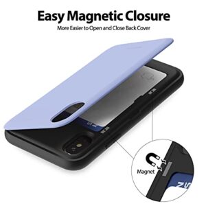 GOOSPERY Magnetic Secure Bumper Compatible with iPhone Xs Case/iPhone X Case, Card Holder Wallet Case, Easy Magnet Auto Closure Dual Layer Protection Sleek iPhone Case Sticky Mirror – Purple