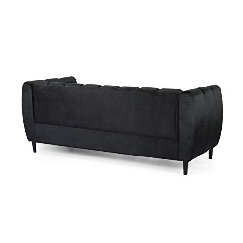 Christopher Knight Home Miranda Velvet 3 Seater Sofa, Black, Dark Brown