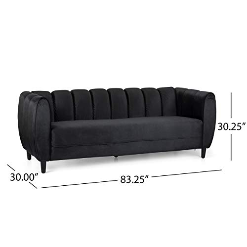 Christopher Knight Home Miranda Velvet 3 Seater Sofa, Black, Dark Brown