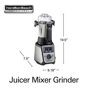 Hamilton Beach Professional 4-in-1 Juicer Mixer Grinder, Commercial-Grade 1400 Watt Motor, 120V, 3 Leakproof Jars, For Wet and Dry Spices, Chutneys and Curries, Engineered in India & USA (58770)