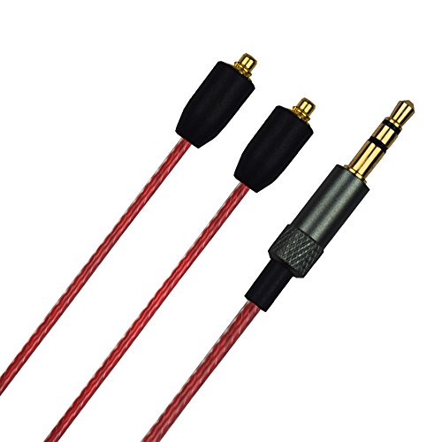 MMCX Replacement Detachable Upgrade Earphone Cables OFC Wire Detach Cable Extension Cord 3.5mm Audio Plug Compatible with Shure SE215 SE315 SE425 SE535 SE846 UE900 Earphone for iPhone Andriod (Red)