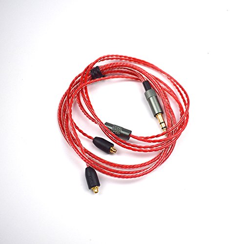 MMCX Replacement Detachable Upgrade Earphone Cables OFC Wire Detach Cable Extension Cord 3.5mm Audio Plug Compatible with Shure SE215 SE315 SE425 SE535 SE846 UE900 Earphone for iPhone Andriod (Red)