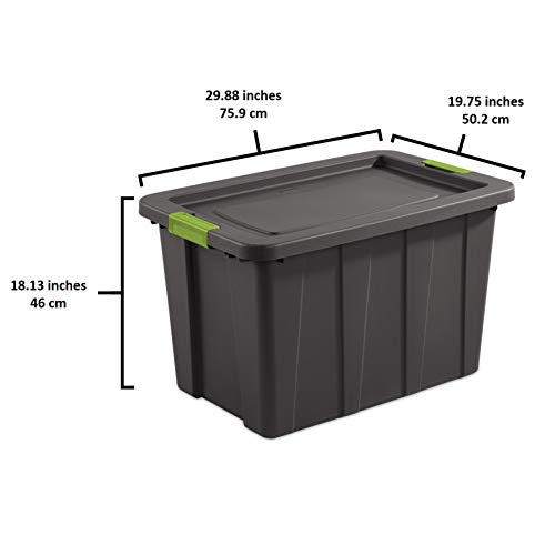 Sterilite Tuff1 Latching 30 Gallon Plastic Stackable Temperature & Impact Resistant Basement/Garage/Attic Storage Tote Container Bin with Lid (4 Pack)