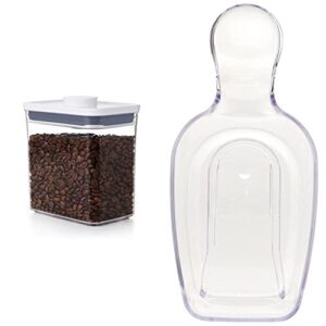 oxo good grips pop container – airtight 1.7 qt for coffee and more food storage, rectangle, clear & good grips pop container coffee scoop, clear