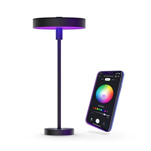 globe electric 67240 wi-fi smart table lamp, satin black, no hub required, voice activated, 7 watts, multicolor changing rgb, tunable white 2000k - 5000k, 400 lumens, 50,000 hours, 80 cri
