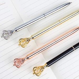 10 PACK Colorful Crown Top Pens, Gift for Women,Bling Fantastic Metal Ballpoint Pens with Black Ink
