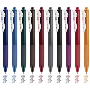 mylifeunit retractable gel pens, quick dry ink vintage colors pens for journaling, medium point (0.5 mm), 10 assorted colors