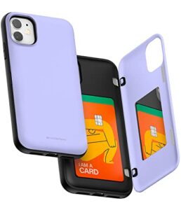 goospery iphone 11 case, iphone 11 wallet case with card holder, protective dual layer bumper phone case - lilac purple