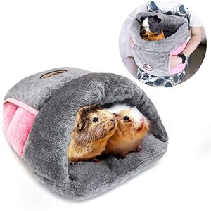 yuepet guinea pig bed cuddle cave warm fleece cozy house bedding sleeping cushion cage nest for small animal squirrel chinchilla rabbit hedgehog cage accessories (grey)