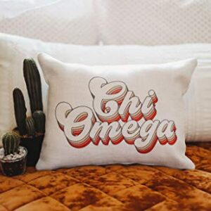 Sorority Shop Chi Omega Pillow – Retro Design, 12" x 16" Lumbar Pillow Sorority