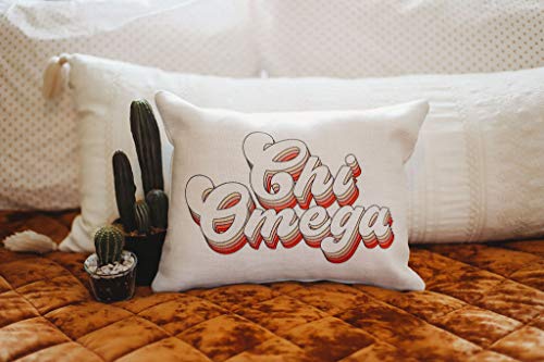 Sorority Shop Chi Omega Pillow – Retro Design, 12" x 16" Lumbar Pillow Sorority