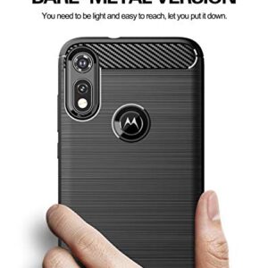 M MAIKEZI Moto E Phone case,Motorola E case,with HD Screen Protector, Soft TPU Slim Fashion Non-Slip Protective Phone Case Cover for Motorola Moto E (2020)(Black Brushed TPU)