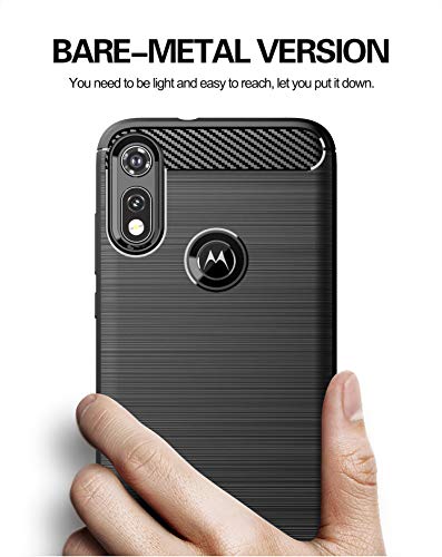 M MAIKEZI Moto E Phone case,Motorola E case,with HD Screen Protector, Soft TPU Slim Fashion Non-Slip Protective Phone Case Cover for Motorola Moto E (2020)(Black Brushed TPU)