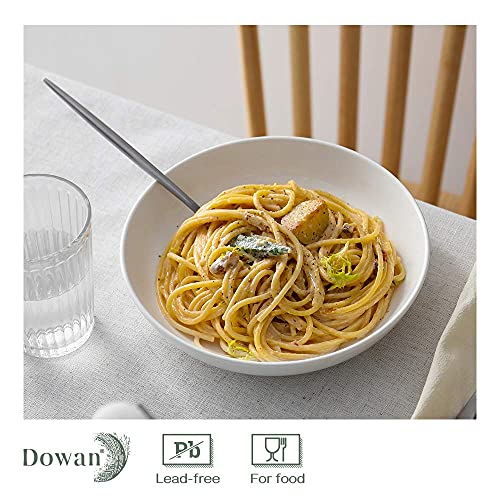 DOWAN Pasta Bowls 32oz, Large Salad Bowls, White Pasta Bowl Set of 6, Porcelain Fruit Bowl Plates, 8.5 inch Wide Shallow Plates, for Bread Meal Prep Bowls
