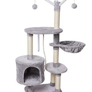 MIAO PAW 7Cat Tree Tower Condo Sisal Post Scratching Furniture Activity Center Play House Cat Bed Grey