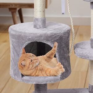 MIAO PAW 7Cat Tree Tower Condo Sisal Post Scratching Furniture Activity Center Play House Cat Bed Grey