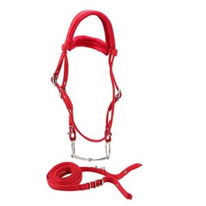 red horse bridle, adjustable horse bridle rein harness headstalls durable wearresisting with soft cushion double check design