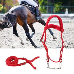 Red Horse Bridle, Adjustable Horse Bridle Rein Harness Headstalls Durable Wearresisting With Soft Cushion Double Check Design