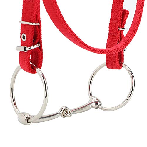 Red Horse Bridle, Adjustable Horse Bridle Rein Harness Headstalls Durable Wearresisting With Soft Cushion Double Check Design