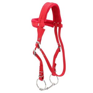 Red Horse Bridle, Adjustable Horse Bridle Rein Harness Headstalls Durable Wearresisting With Soft Cushion Double Check Design