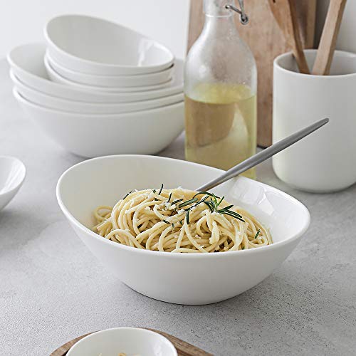 DOWAN 9" Porcelain Serving Bowls, Large Serving Dishes for Fathers Day, 36 Oz for Salad, Side Dishes, Pasta, Oval Shape, Microwave & Dishwasher Safe, Good Size for Dinner Parties, Set of 4, White