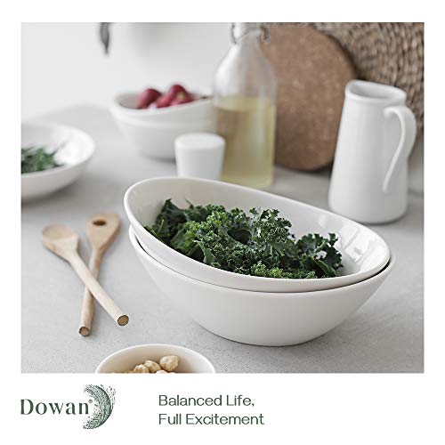 DOWAN 9" Porcelain Serving Bowls, Large Serving Dishes for Fathers Day, 36 Oz for Salad, Side Dishes, Pasta, Oval Shape, Microwave & Dishwasher Safe, Good Size for Dinner Parties, Set of 4, White