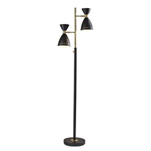adesso 4285-01 oscar tree lamp, 68 in, 2 x 40w, black w/antique brass, 1 floor lamps
