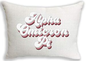 sorority shop alpha omicron pi pillow – retro design 12" x 16" lumbar pillow sorority