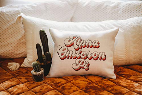 Sorority Shop Alpha Omicron Pi Pillow – Retro Design 12" x 16" Lumbar Pillow Sorority