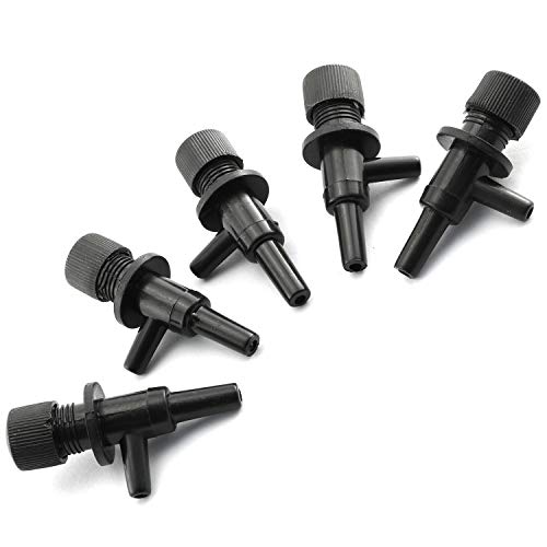 DGZZI Aquarium Air Pump Valve 5PCS Black 2 Way Fish Tank Air Line Flow Control Regulator Valve