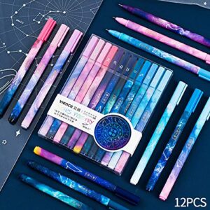 Gel pens 12 Different Constellations and Different Pen Shell Colors 0.5mm Black Ink Writing Pen Pack for Office School Supplies Kids Drawing Pen Gifts for Boys and Girls Students