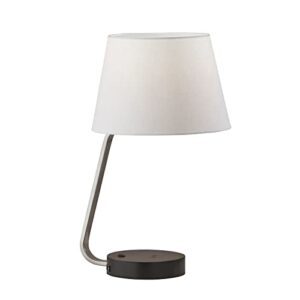 adesso 3015-22 louie adessocharge table lamp, 19 in, 60w type a bulb (not included), brushed steel w/black rubber wood base, 1 table lighting