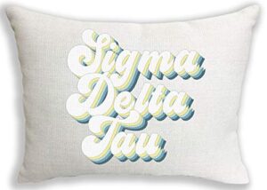 sorority shop sigma delta tau pillow – retro design, 12" x 16" lumbar pillow sorority